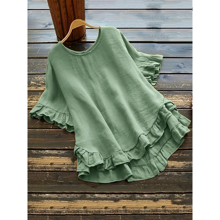 Ruffle Hem Summer Blouse in Mint — VerolynBoutique