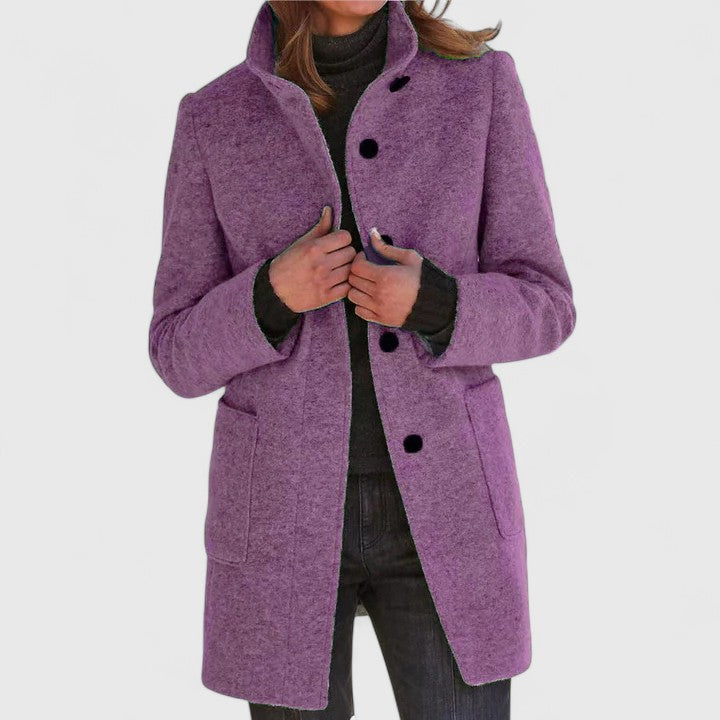 Straight-Cut Mid-Length Coat in Purple — VerolynBoutique