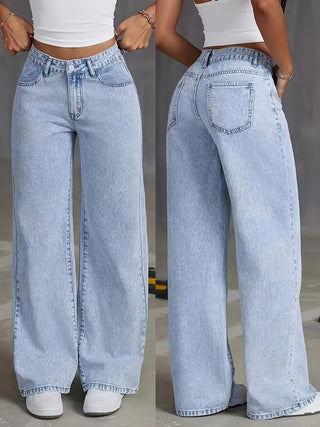 Light Wash Wide Leg Jeans in Light Denim — VerolynBoutique