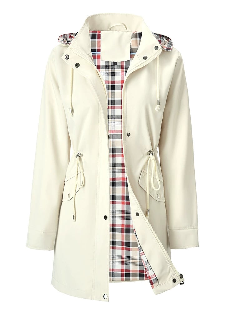 Verolyn drawstring waist waterproof rain jacket in white
