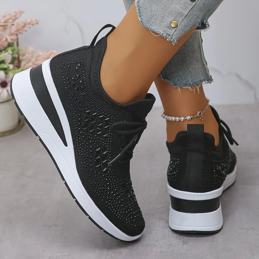 Crystal Knit Trainers in Black — VerolynBoutique