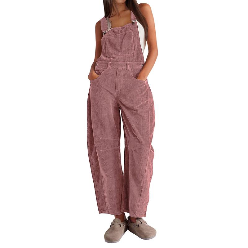 Corduroy Barrel Leg Dungarees in Pink — VerolynBoutique