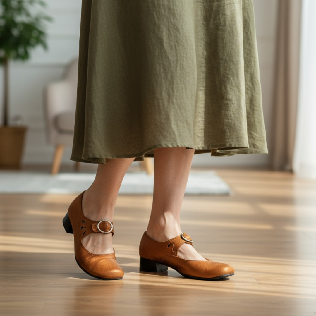 Cutout Buckle Mary Jane Shoes in Black — VerolynBoutique
