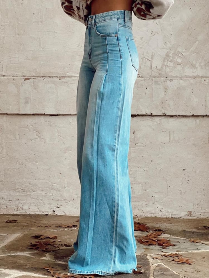 Front Seam Wide Leg Jeans in Blue — VerolynBoutique