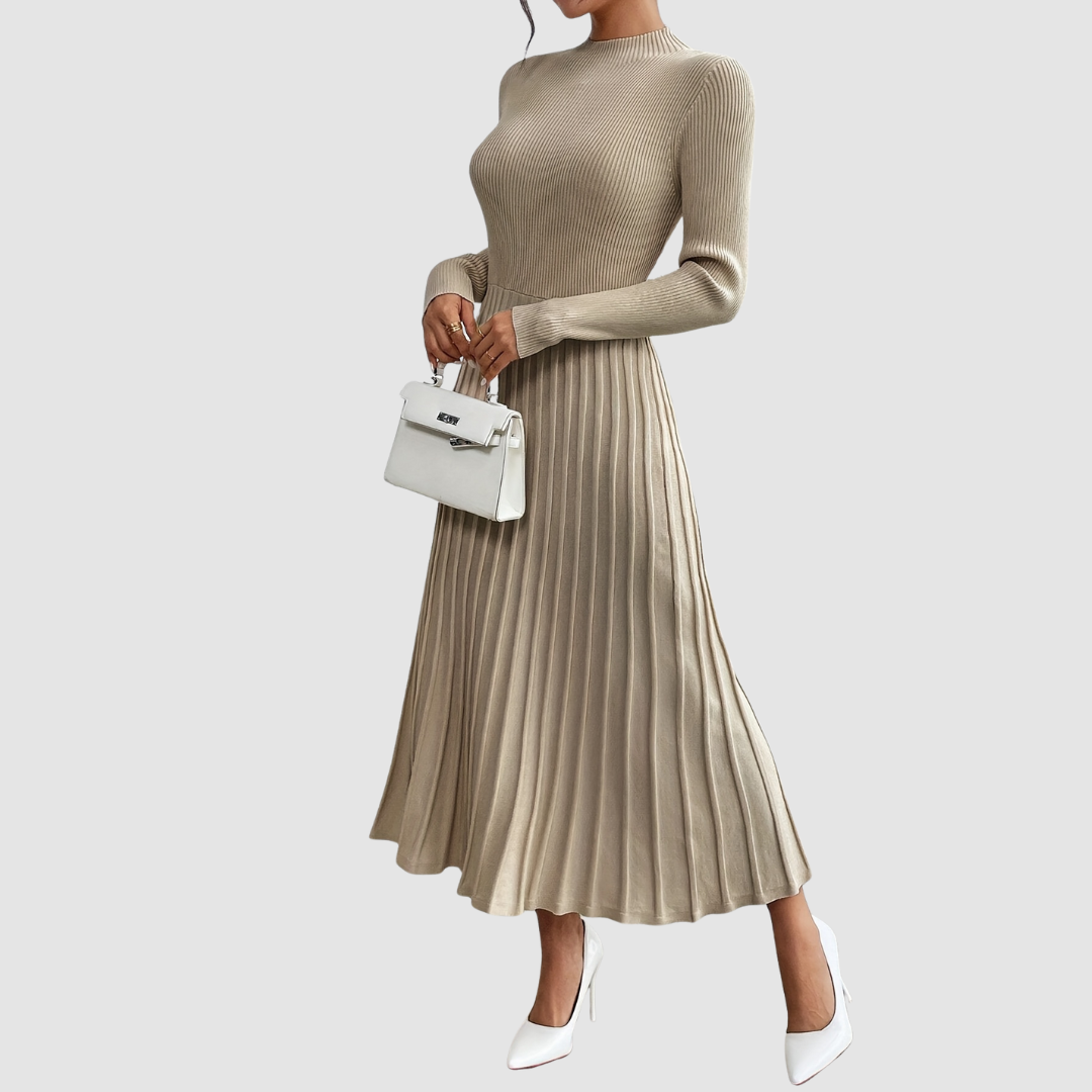 Verolyn - Ribbed High Neck Maxi Dress