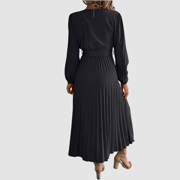 Verolyn - Pleated Long Sleeve Midi Dress