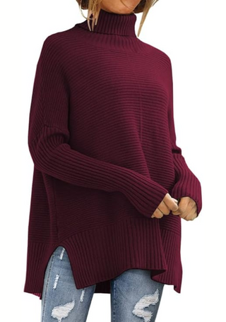 Soft Turtleneck Jumper in Burgundy — VerolynBoutique