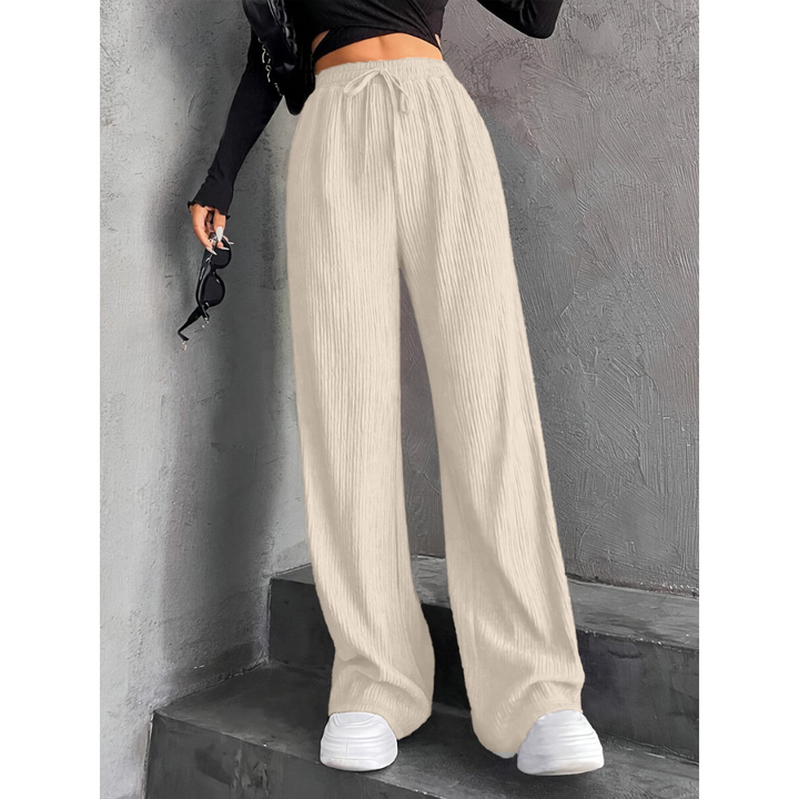 Textured Wide Leg Lounge Trousers in Beige — VerolynBoutique