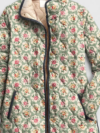 Sage Rosette Quilted Jacket in Multicolour — VerolynBoutique