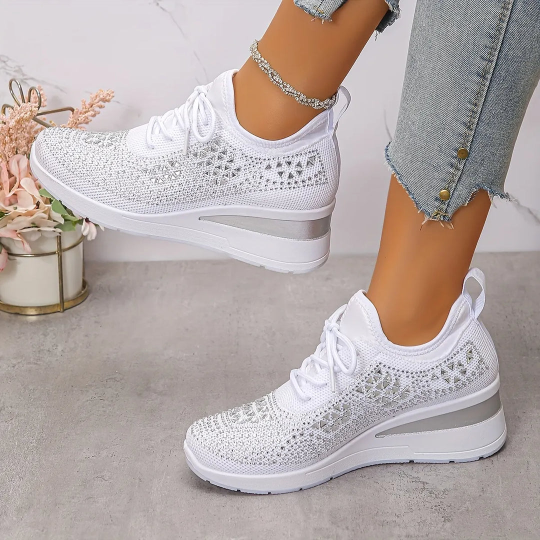 Crystal Knit Trainers in White — VerolynBoutique