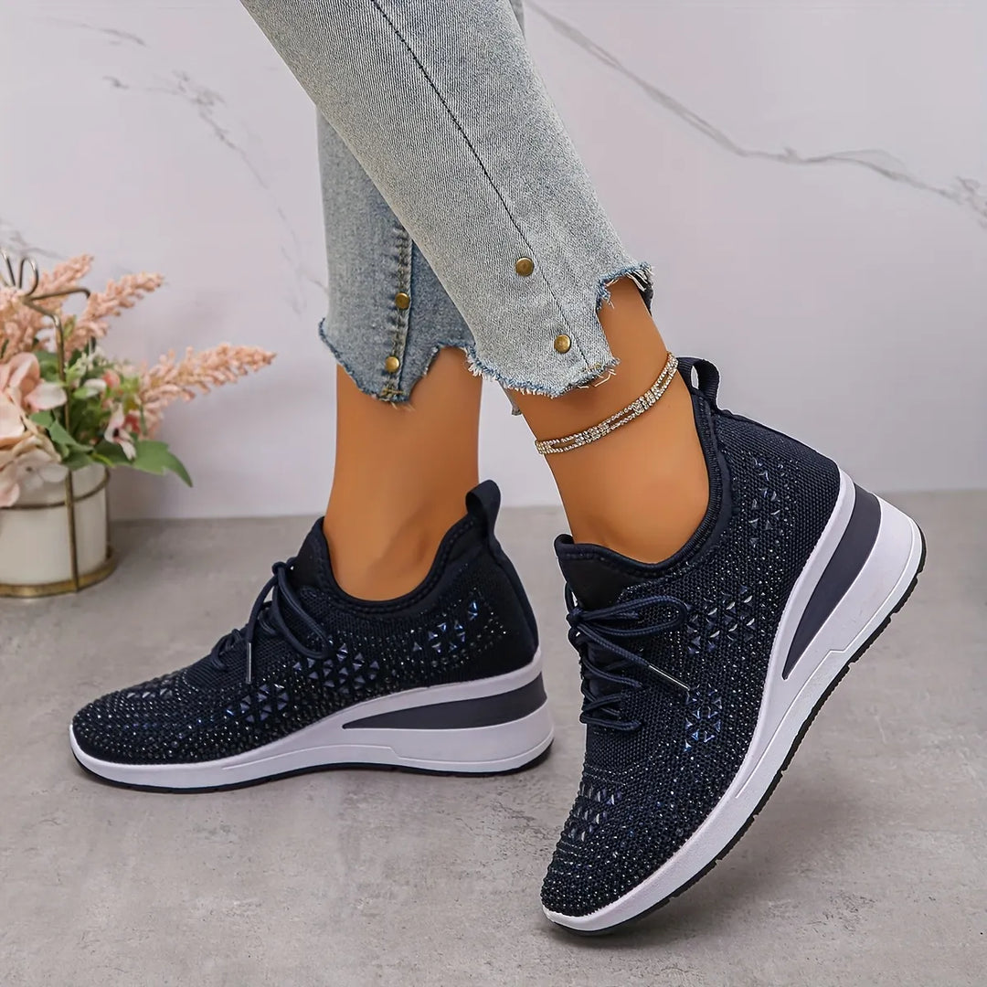 Crystal Knit Trainers in Navy — VerolynBoutique