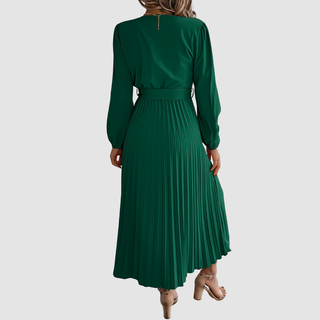 Verolyn - Pleated Long Sleeve Midi Dress
