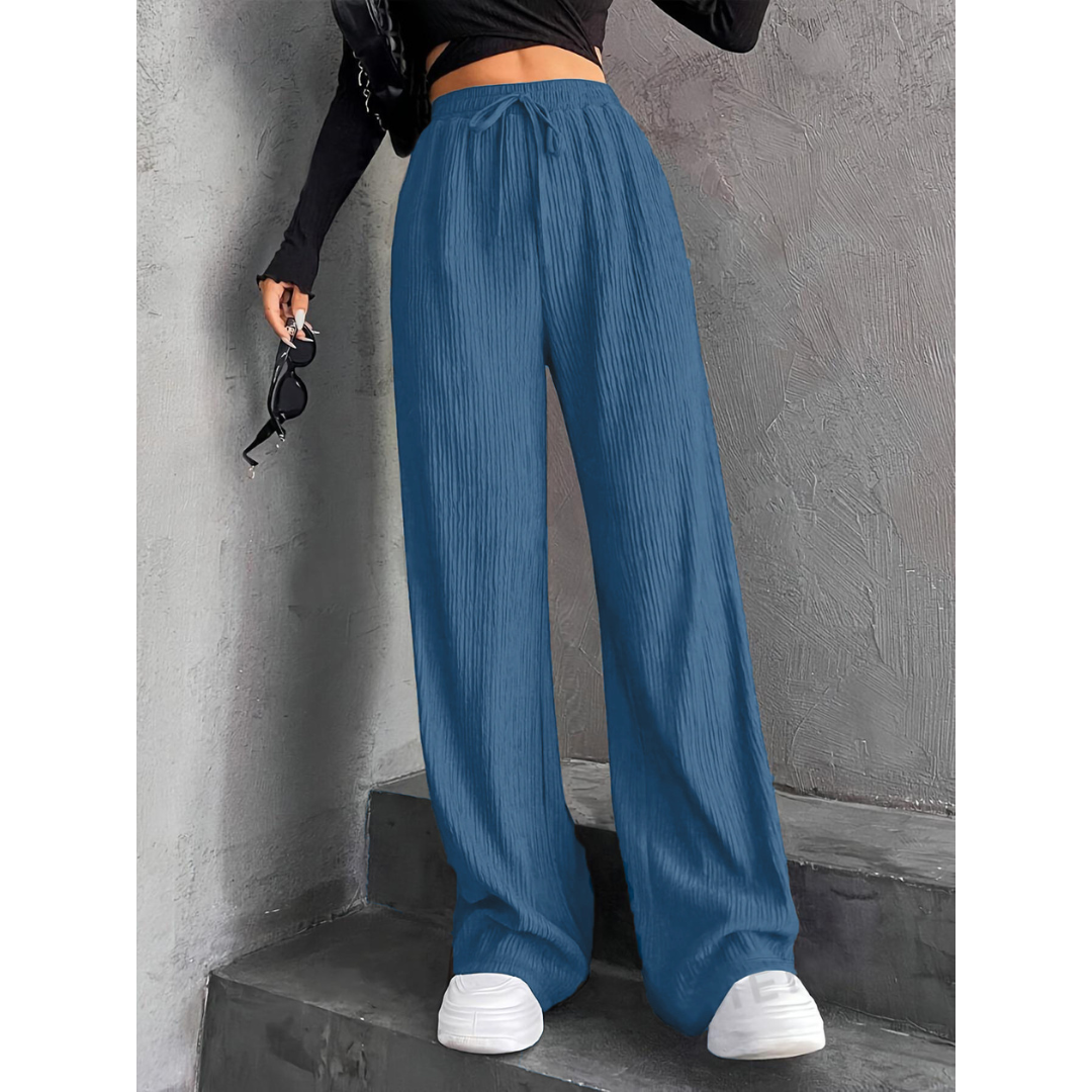 Elastic Waist Wide Leg Trousers in Sky Blue — VerolynBoutique