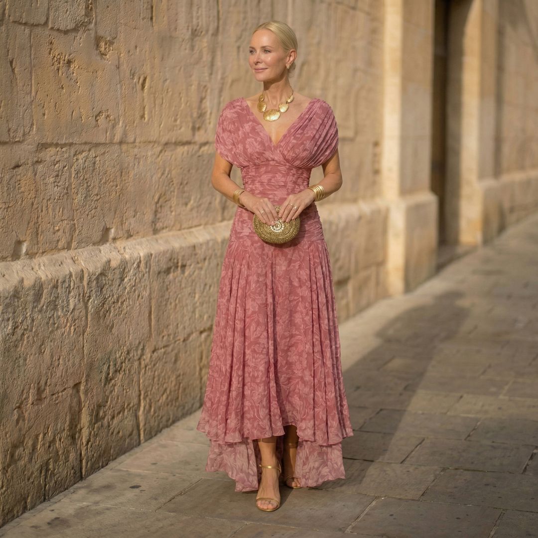 Batwing Sleeve Wrap Dress in Pink — VerolynBoutique