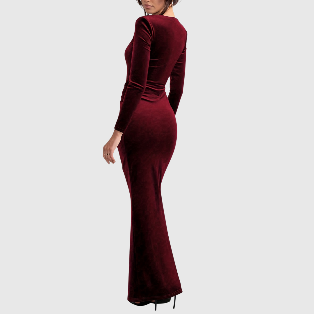 Velvet Square Neck Mermaid Gown in Navy — VerolynBoutique