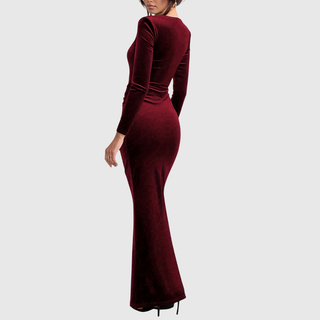Velvet Square Neck Mermaid Gown in Navy — VerolynBoutique