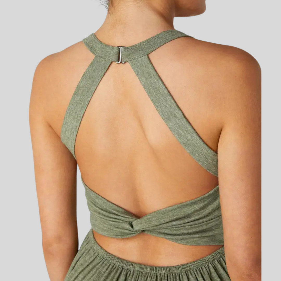 Backless U-Neck Lounge Jumpsuit in Green — VerolynBoutique