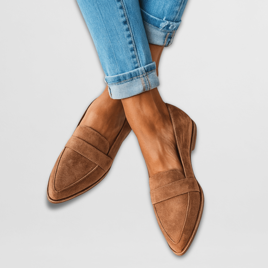 Soft Suede Pointed Loafers in Khaki — VerolynBoutique
