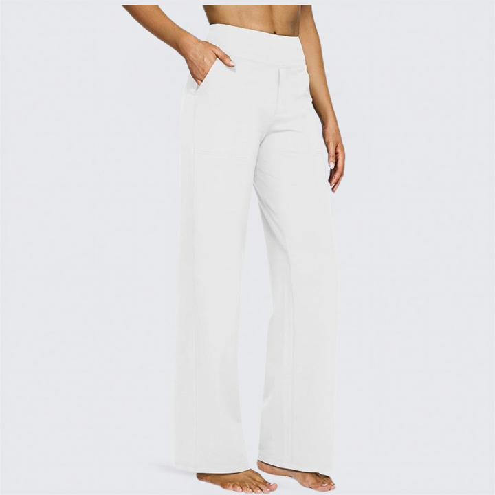 Stretch Wide Leg Yoga Trousers in White — VerolynBoutique