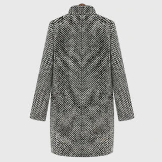 Houndstooth Longline Coat in Grey — VerolynBoutique