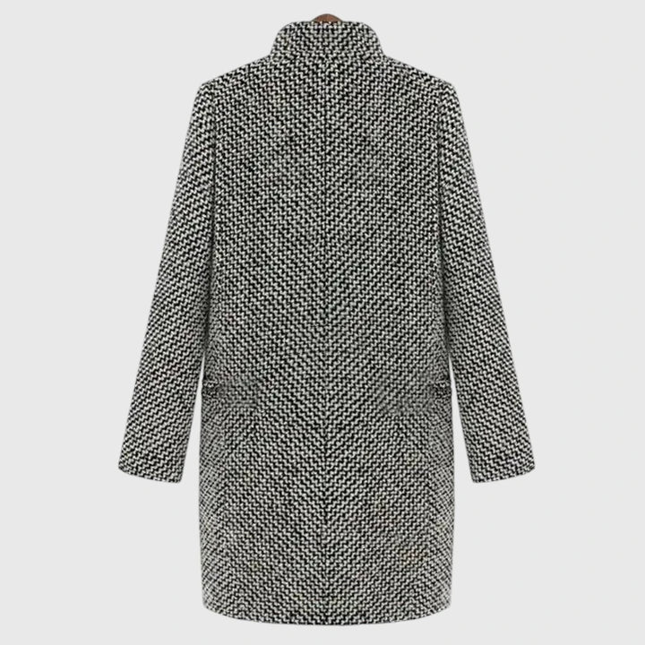 Houndstooth Longline Coat in Grey — VerolynBoutique