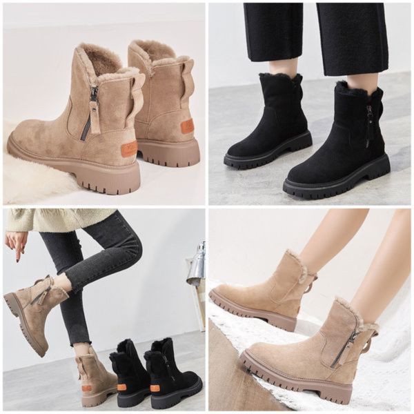 Plush-Lined Suede Ankle Boots in Beige — VerolynBoutique