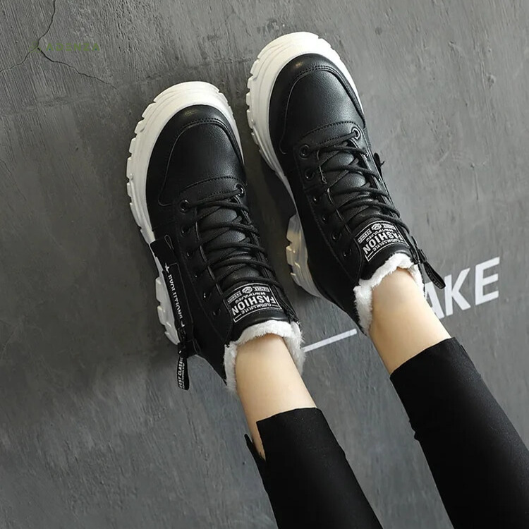 Plush-Lined High-Top Trainer Boots in Khaki — VerolynBoutique