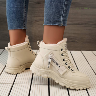 Plush-Lined High-Top Trainer Boots in Khaki — VerolynBoutique