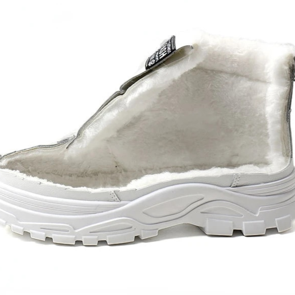 Plush-Lined High-Top Trainer Boots in Khaki — VerolynBoutique