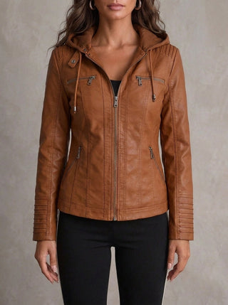Verolyn classic leather-look jacket in light brown