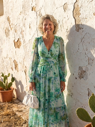 Long Sleeve Floral Maxi Dress in Green — VerolynBoutique