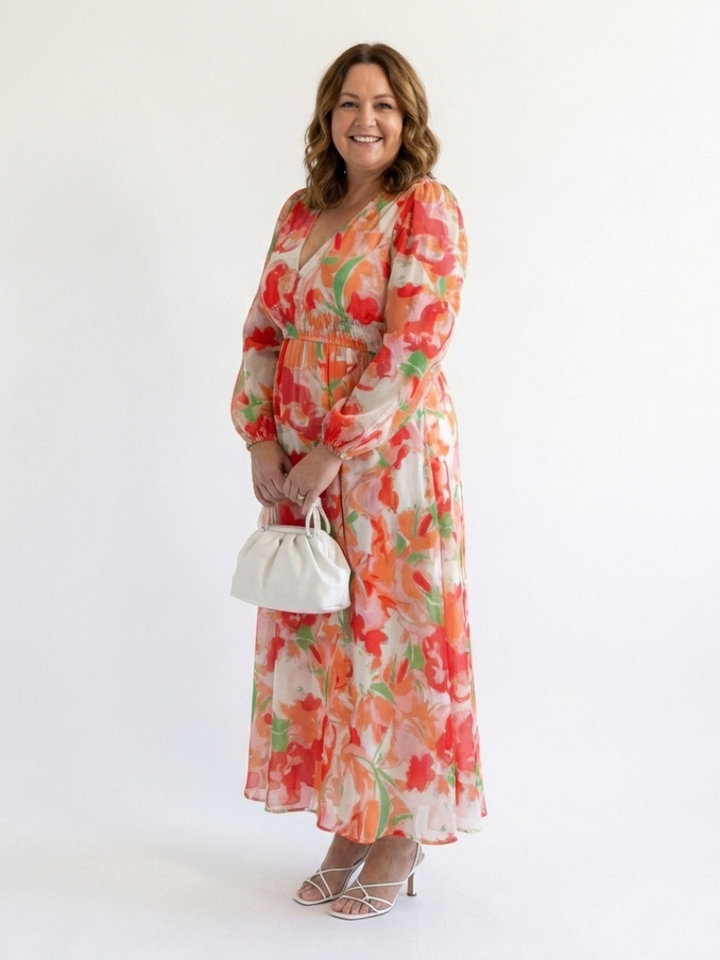 Long Sleeve Floral Maxi Dress in Green — VerolynBoutique