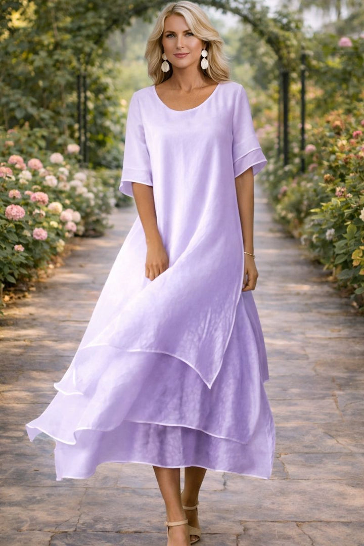 Layered Hem Relaxed Maxi Dress in Purple — VerolynBoutique