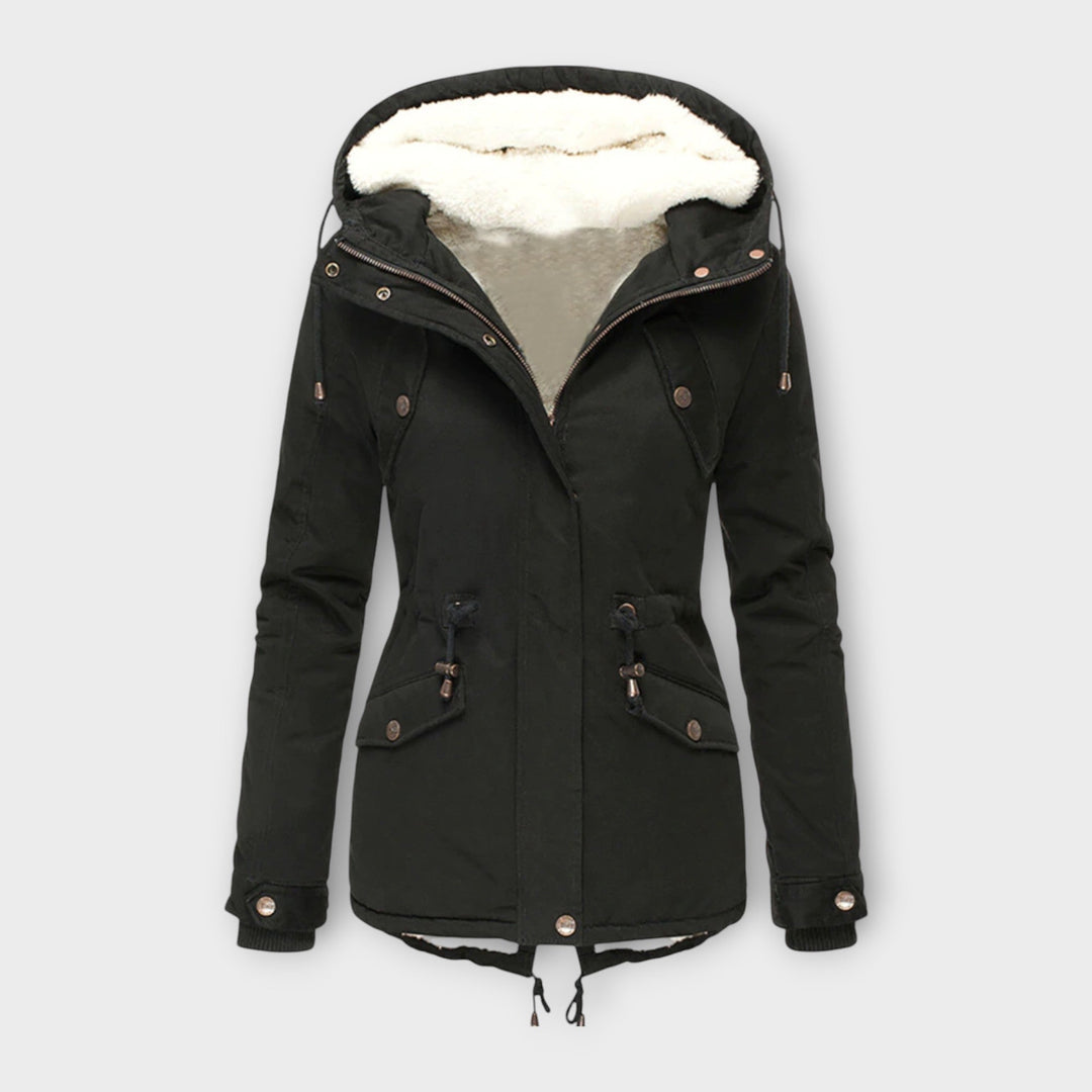 Fleece-Lined Waterproof Hooded Parka in Black — VerolynBoutique