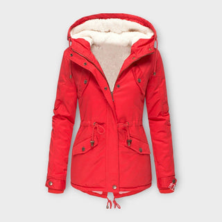 Fleece-Lined Waterproof Hooded Parka in Red — VerolynBoutique