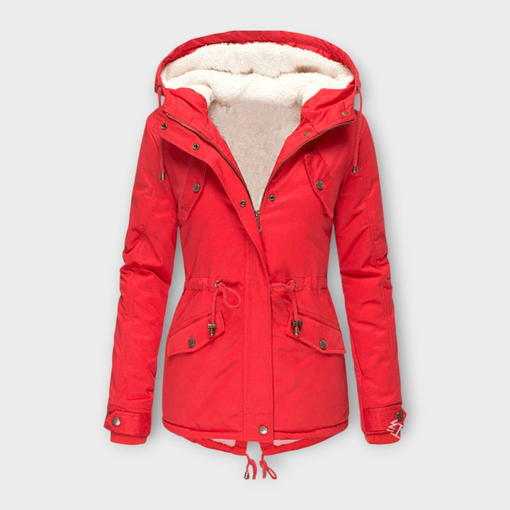 Fleece-Lined Waterproof Hooded Parka in Red — VerolynBoutique