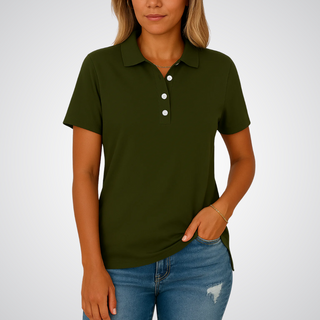 Short Sleeve Cotton Polo Shirt in Green — VerolynBoutique