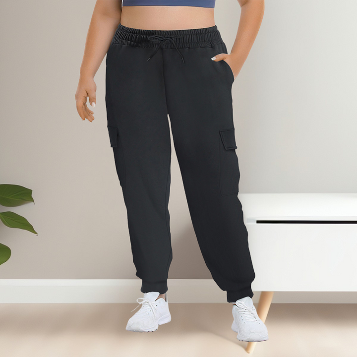 Plus Size Cargo Joggers in Black — VerolynBoutique