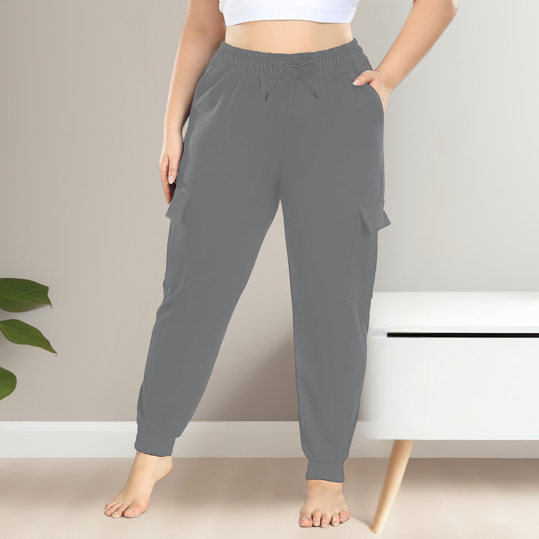 Plus Size Cargo Joggers in Grey — VerolynBoutique