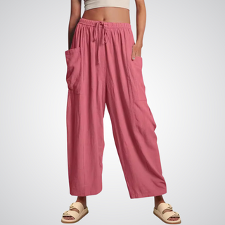 Cotton Linen Wide Leg Trousers in Pink — VerolynBoutique