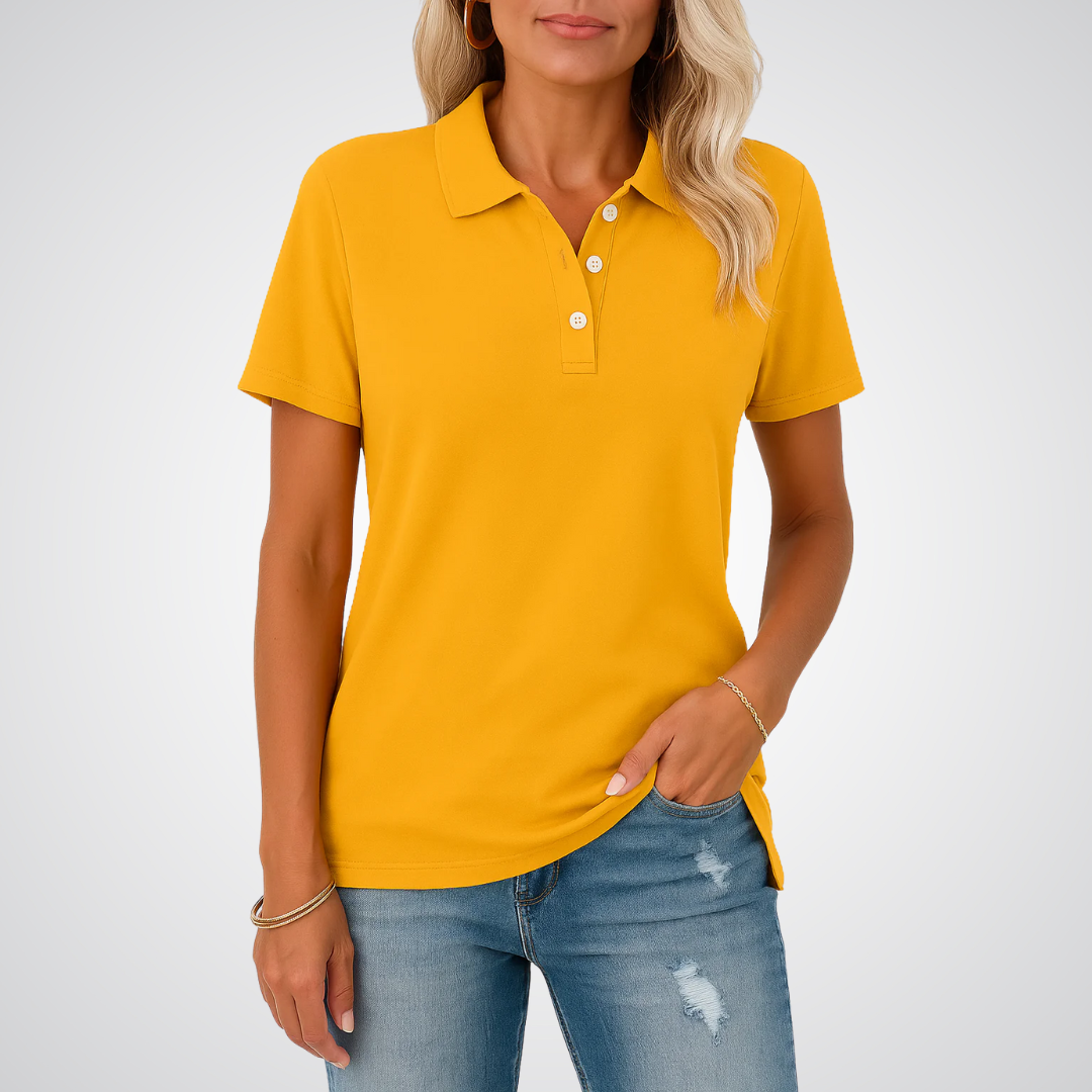 Short Sleeve Cotton Polo Shirt in Yellow — VerolynBoutique