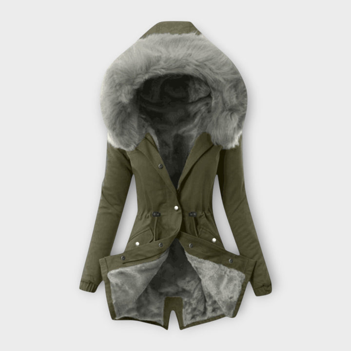 Drawstring Waist Fur-Lined Parka in Green — VerolynBoutique