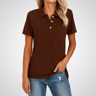 Short Sleeve Cotton Polo Shirt in Grey — VerolynBoutique