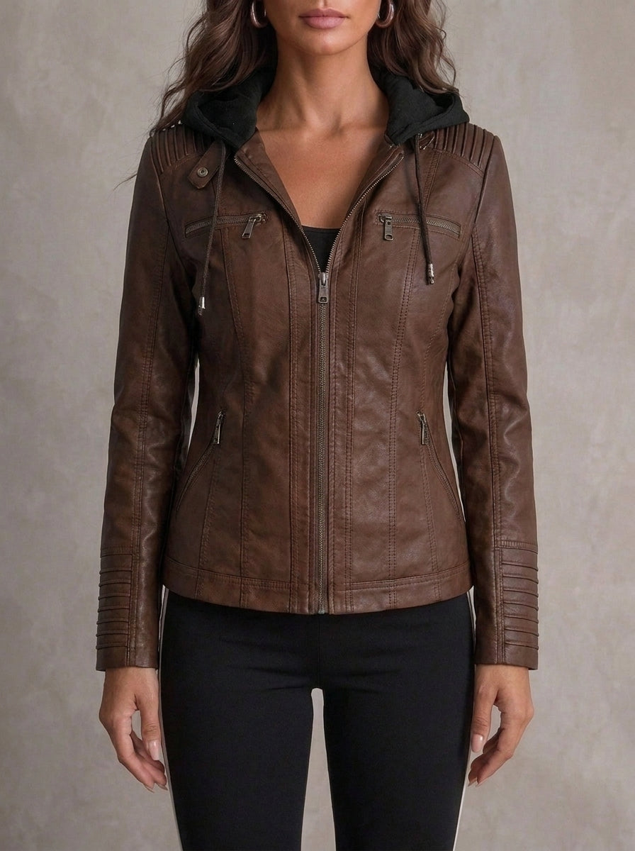 Verolyn classic leather-look jacket in dark brown