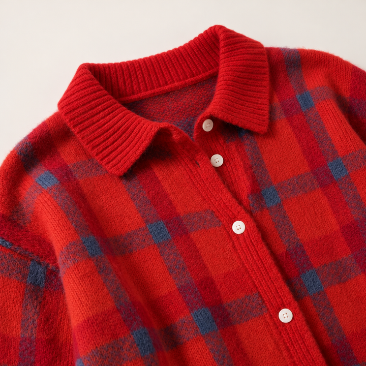 Verolyn - Emily Plaid Knit Cardigan