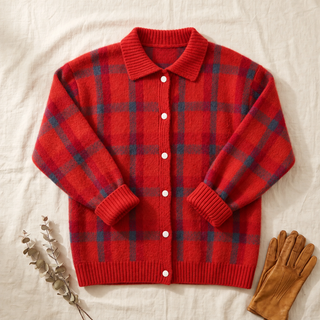Verolyn - Emily Plaid Knit Cardigan