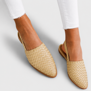 Woven Slingback Flats in Camel — VerolynBoutique