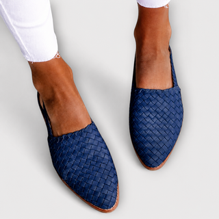 Woven Slingback Flats in Navy — VerolynBoutique