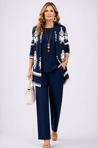 Verolyn everyday printed cardigan three-piece set – view 5