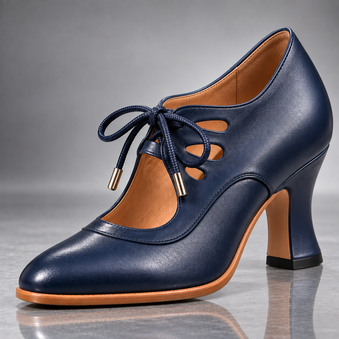 Verolyn vintage lace-up heels in navy